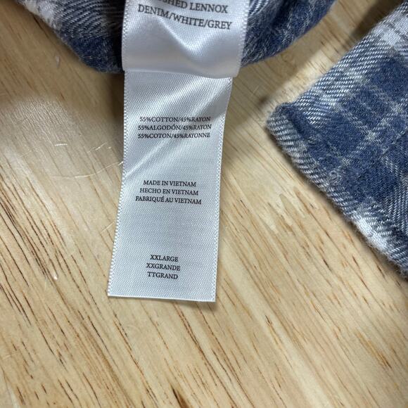 Rails NWT Brushed Lennox Long Sleeve Denim Shirt White Grey Button Up Men's XXL - Picture 10 of 10